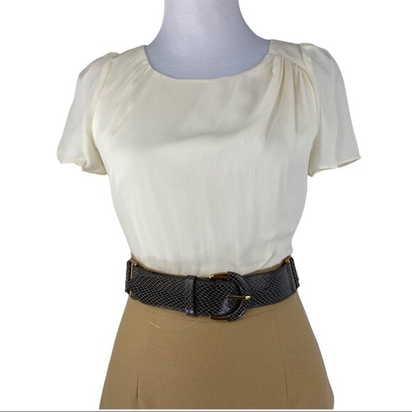 Tahari ASL Women's NWT Tan Kim Silk Pencil Business Career Dress Size 2/C33 - Picture 2 of 9